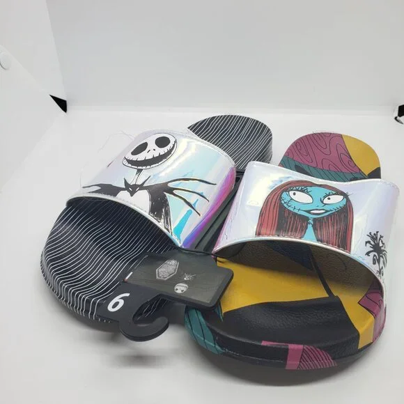 Nightmare Before Christmas Slides Sandals Women's 9 Jack Skellington Sally Xmas - Picture 4 of 11